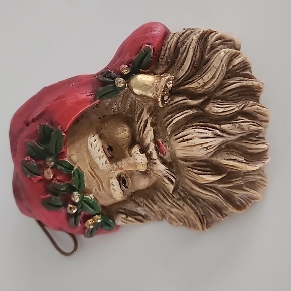 Vintage Victorian Christmas Santa Claus Face Head Tree Ornament - Picture 3 of 5